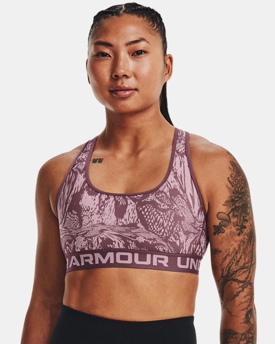 Bra deportivo Armour® Mid Crossback Printed para mujer, Purple, pdpMainDesktop image number 0